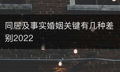 同居及事实婚姻关键有几种差别2022