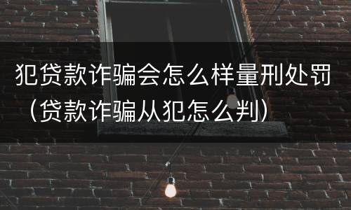 犯贷款诈骗会怎么样量刑处罚（贷款诈骗从犯怎么判）