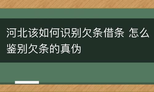 河北该如何识别欠条借条 怎么鉴别欠条的真伪