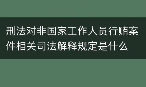刑法对非国家工作人员行贿案件相关司法解释规定是什么