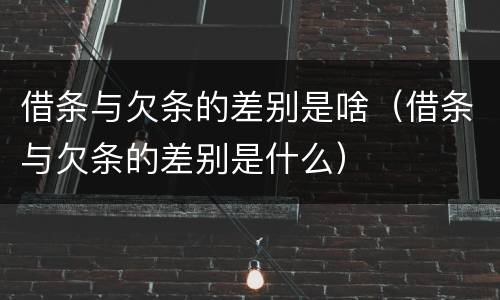 借条与欠条的差别是啥（借条与欠条的差别是什么）