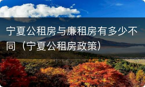 宁夏公租房与廉租房有多少不同（宁夏公租房政策）