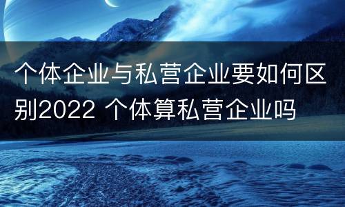 个体企业与私营企业要如何区别2022 个体算私营企业吗