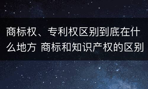 商标权、专利权区别到底在什么地方 商标和知识产权的区别