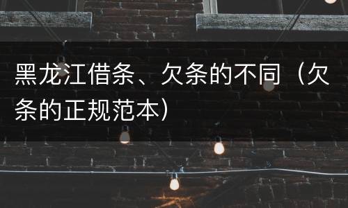 黑龙江借条、欠条的不同（欠条的正规范本）