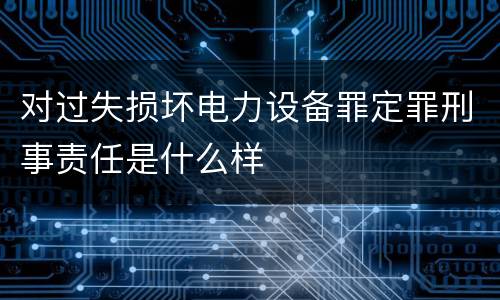 对过失损坏电力设备罪定罪刑事责任是什么样