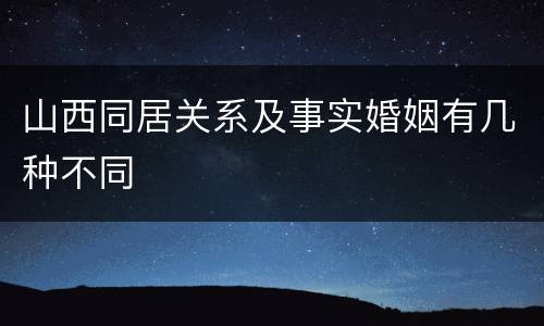 山西同居关系及事实婚姻有几种不同