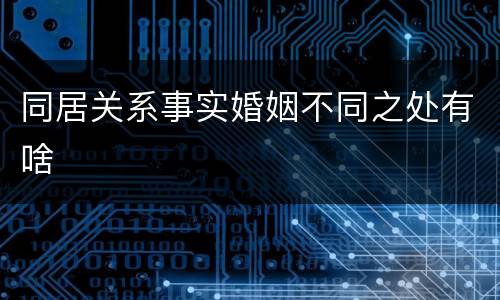 同居关系事实婚姻不同之处有啥