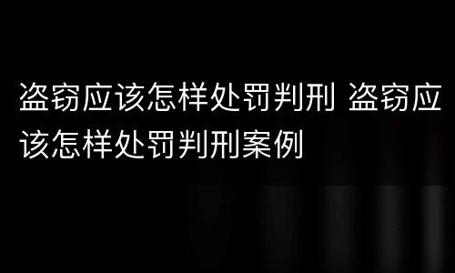 盗窃应该怎样处罚判刑 盗窃应该怎样处罚判刑案例