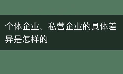 个体企业、私营企业的具体差异是怎样的
