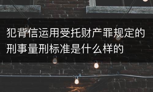 犯背信运用受托财产罪规定的刑事量刑标准是什么样的