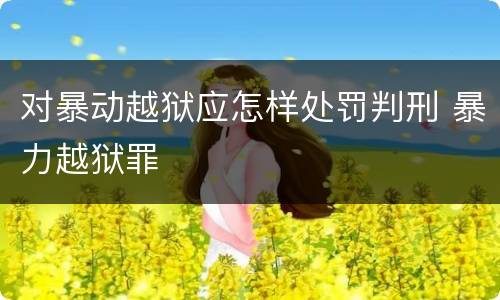 对暴动越狱应怎样处罚判刑 暴力越狱罪