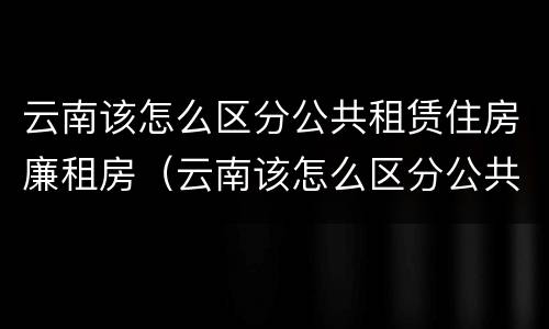 云南该怎么区分公共租赁住房廉租房（云南该怎么区分公共租赁住房廉租房呢）