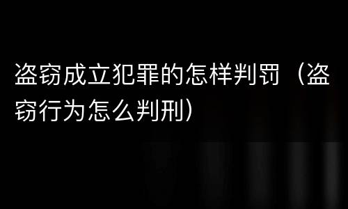 盗窃成立犯罪的怎样判罚（盗窃行为怎么判刑）