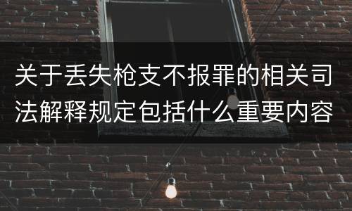 关于丢失枪支不报罪的相关司法解释规定包括什么重要内容