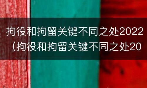 拘役和拘留关键不同之处2022（拘役和拘留关键不同之处2022年）