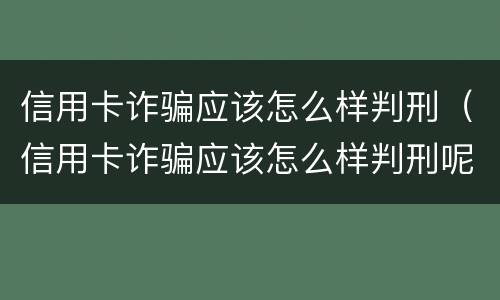 信用卡诈骗应该怎么样判刑（信用卡诈骗应该怎么样判刑呢）