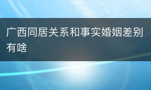 广西同居关系和事实婚姻差别有啥
