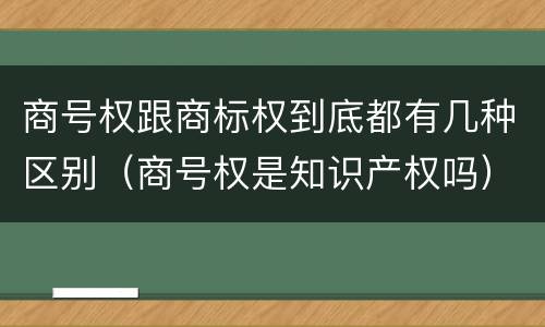 商号权跟商标权到底都有几种区别（商号权是知识产权吗）