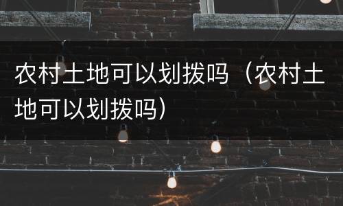 农村土地可以划拨吗（农村土地可以划拨吗）