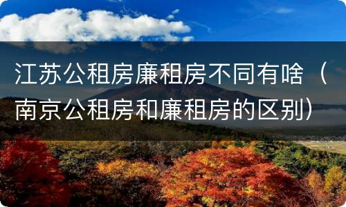 江苏公租房廉租房不同有啥（南京公租房和廉租房的区别）