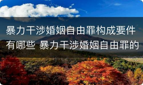 暴力干涉婚姻自由罪构成要件有哪些 暴力干涉婚姻自由罪的构成要件