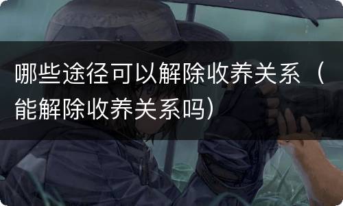 哪些途径可以解除收养关系（能解除收养关系吗）