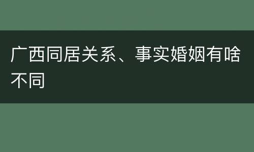 广西同居关系、事实婚姻有啥不同