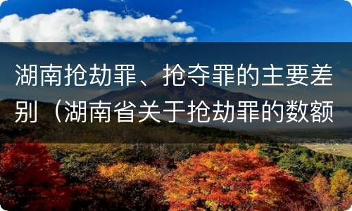 湖南抢劫罪、抢夺罪的主要差别（湖南省关于抢劫罪的数额规定）
