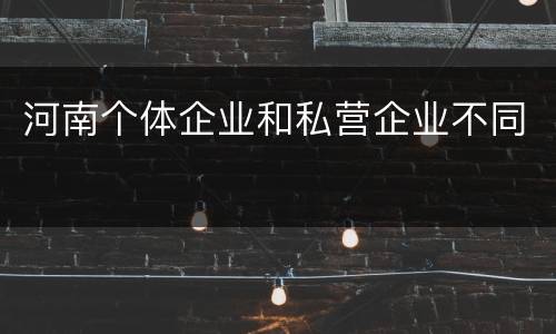 河南个体企业和私营企业不同