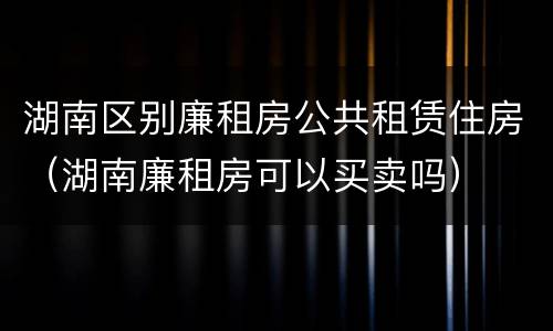 湖南区别廉租房公共租赁住房（湖南廉租房可以买卖吗）