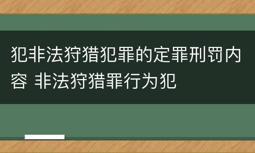 犯非法狩猎犯罪的定罪刑罚内容 非法狩猎罪行为犯
