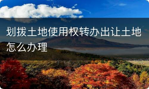 划拨土地使用权转办出让土地怎么办理