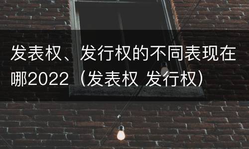 发表权、发行权的不同表现在哪2022（发表权 发行权）