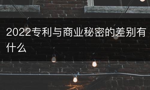 2022专利与商业秘密的差别有什么