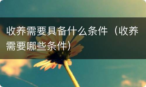 收养需要具备什么条件（收养需要哪些条件）