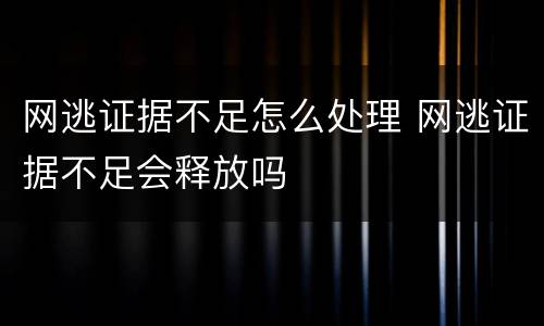 网逃证据不足怎么处理 网逃证据不足会释放吗
