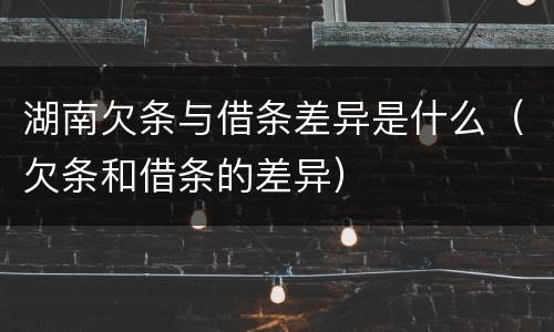 湖南欠条与借条差异是什么（欠条和借条的差异）