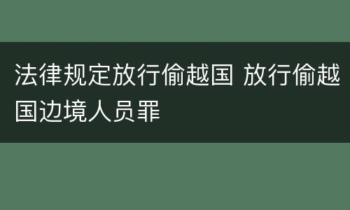 法律规定放行偷越国 放行偷越国边境人员罪