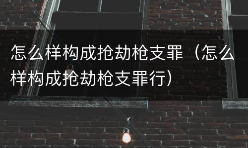 怎么样构成抢劫枪支罪（怎么样构成抢劫枪支罪行）