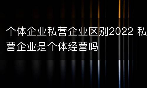 个体企业私营企业区别2022 私营企业是个体经营吗