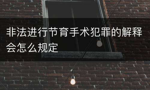 非法进行节育手术犯罪的解释会怎么规定
