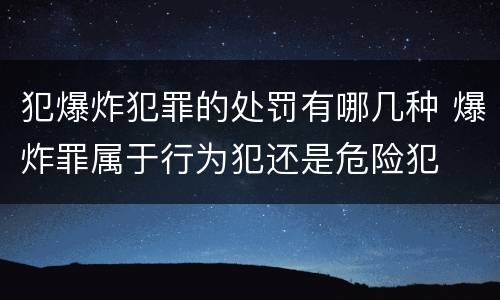 犯爆炸犯罪的处罚有哪几种 爆炸罪属于行为犯还是危险犯