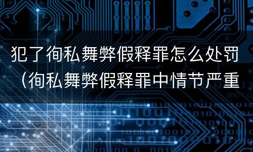 犯了徇私舞弊假释罪怎么处罚（徇私舞弊假释罪中情节严重如何界定）