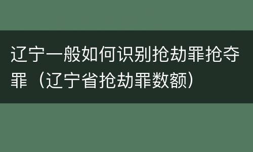 辽宁一般如何识别抢劫罪抢夺罪（辽宁省抢劫罪数额）