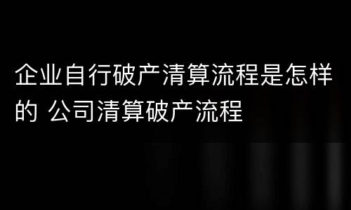 企业自行破产清算流程是怎样的 公司清算破产流程