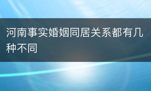 河南事实婚姻同居关系都有几种不同