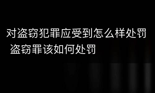 对盗窃犯罪应受到怎么样处罚 盗窃罪该如何处罚