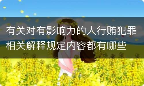 有关对有影响力的人行贿犯罪相关解释规定内容都有哪些