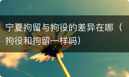 宁夏拘留与拘役的差异在哪（拘役和拘留一样吗）